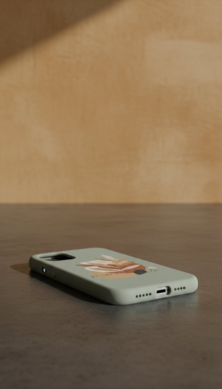 Custom Graphic Phone Case In Sage Mist in a new setting