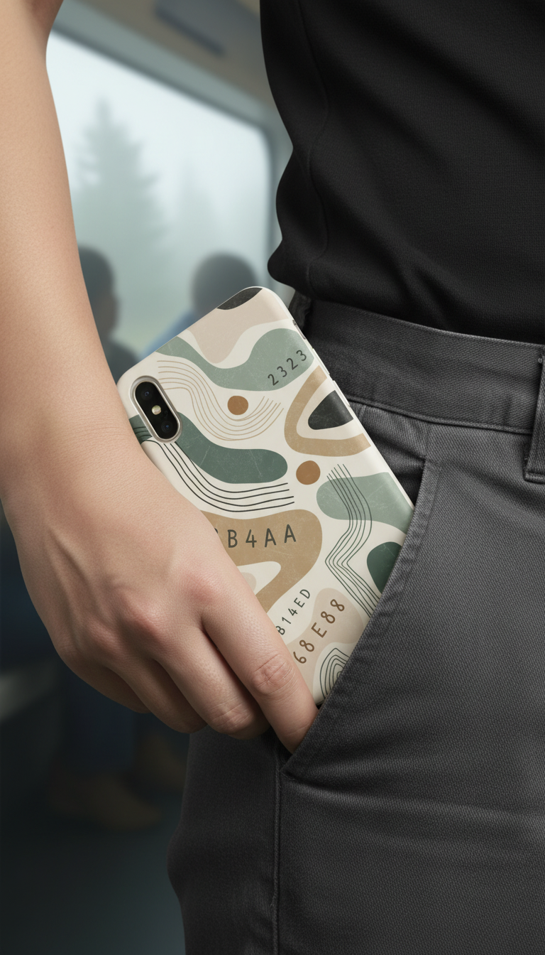 Flexible TPU Case With Abstract Art Image in use